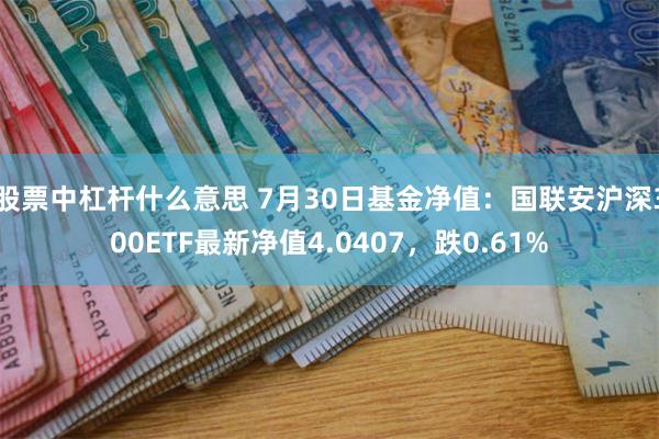 股票中杠杆什么意思 7月30日基金净值：国联安沪深300ETF最新净值4.0407，跌0.61%